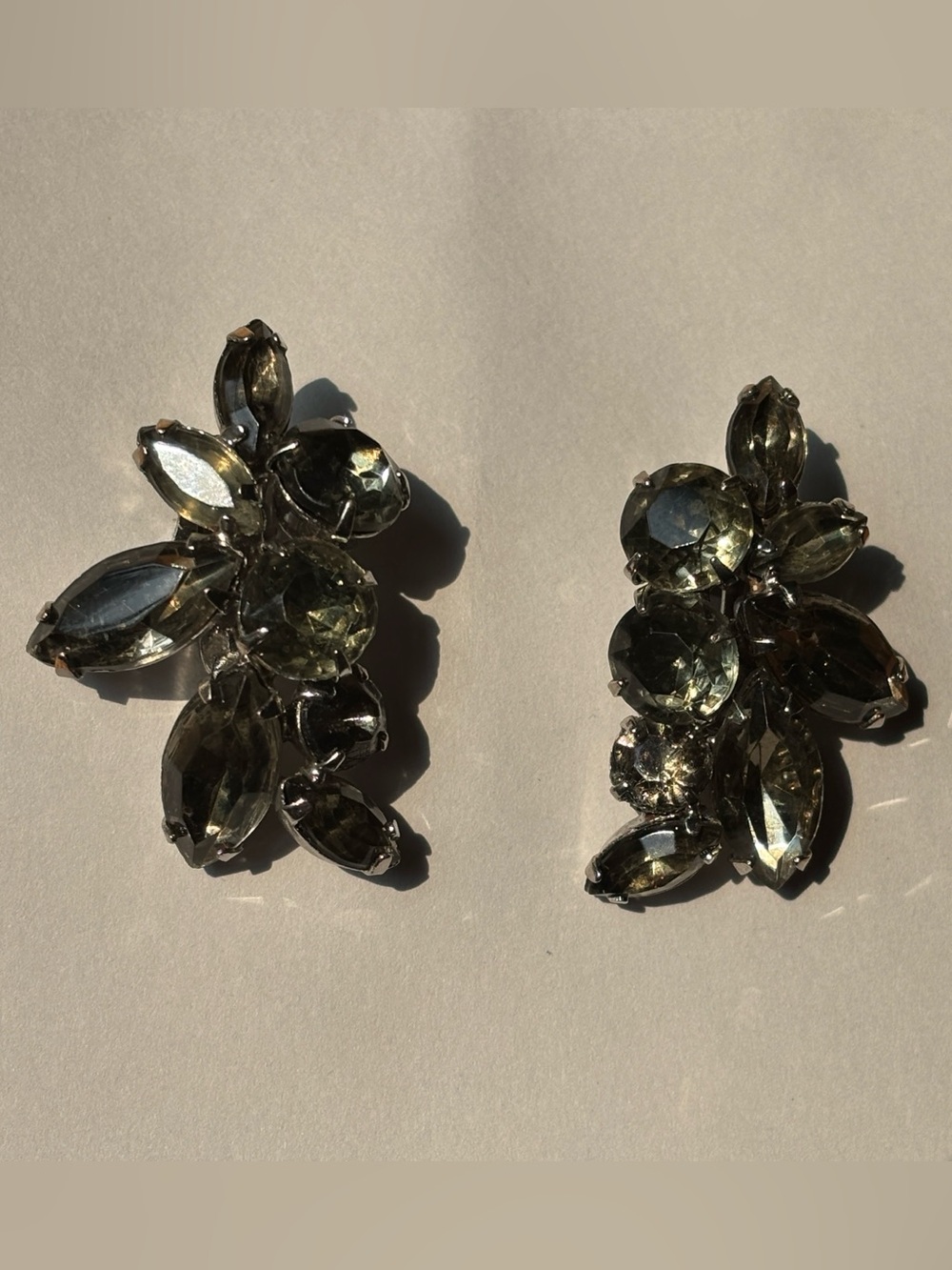 Crystal Cluster Clip-On Vintage Earrings - Women Jewelry